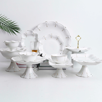 Nouvel ensemble de vaisselle de luxe moderne pour dîner, utilisation hôtelière et de mariage, service de table en porcelaine royale 48 pièces, doré, anti-fuite, personnalisable