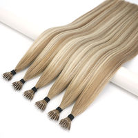 Extensiones de Cabello Humano Liso con Anillo Nano, 12-24 Pulgadas, Doble Trama, Cabello Remy Ruso, Punta Nano, Micro-Link Blanqueado, Trama Individual