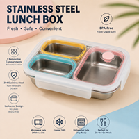 Boîte à lunch en acier inoxydable Aohea, étanche, durable, taille personnalisée pour les enfants d'âge scolaire, avec couvercle