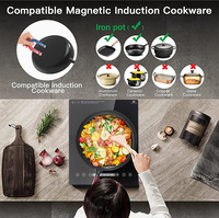 Brûleur de comptoir de plaque chauffante à induction portable, 8 niveaux de température, minuterie, arrêt automatique, écran tactile, affichage LED