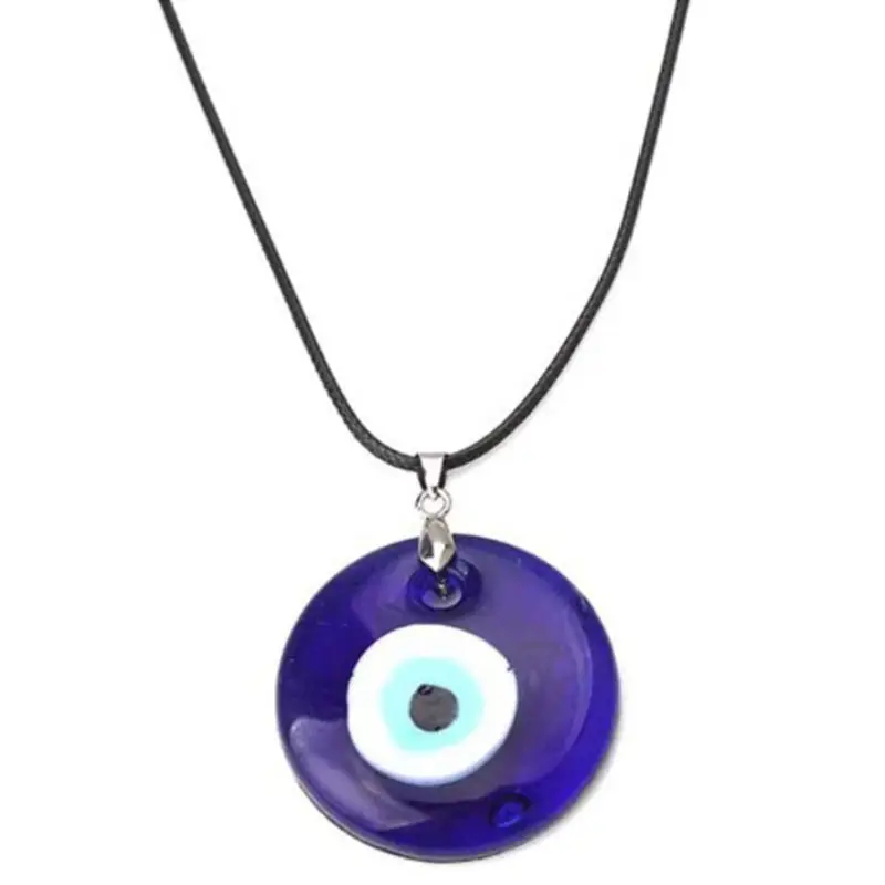 Evil Eyes Necklace Turkish Blue Glass Leather Rope Evil Eyes Necklace For Women Men Lucky Protection Jewelry