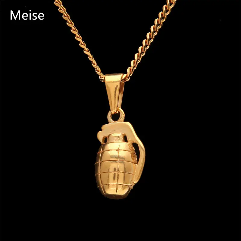 Yiwu Meise alla moda ciondolo granata personalizzato collana di 2 dimensioni con decorazione a colori gioielli elettrolitici hip hop collana