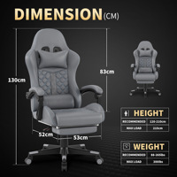 Chaise de jeu avec repose-pieds, ergonomique, inclinable, dossier haut, en cuir PU, chaise de course, appui-tête, soutien lombaire, hauteur réglable, jeu