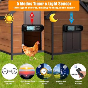 Modern Automatic Chicken Coop <b>Door</b> Aluminum Electric <b>Door</b> Opener LCD Screen Timer Light <b>Sensor</b> Remote Control 4 Working Modes - Product Image 3