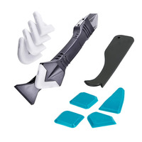 Spatule en silicone 3-en-1 pour le nettoyage des fenêtres, l'élimination de la colle et le lissage du mastic, avec raclette et organiseur de joint d'étanchéité