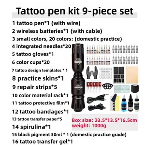 Kit de stylo à tatouer professionnel en alliage d'aluminium 20 couleurs, course de 3,5 mm, capacité de 5 ml, alimentation <span class=keywords><strong>sans</strong></span> <span class=keywords><strong>fil</strong></span> tout-en-un, Rocket Tattoo - Product Image 2