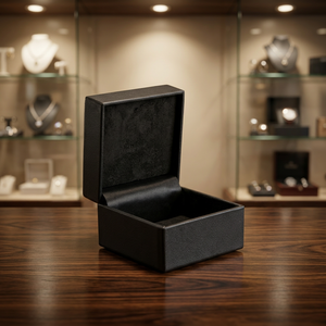 Caja de Joyería de Papel Recubierto de Cuero Sintético Negro con Logotipo Personalizado, con Grabado, Laminación Mate y Brillante, Recubrimiento UV, para Usar como Marco de Fotos - Product Image 3