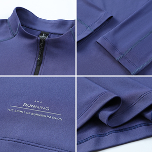 เสื้อกีฬาแขนยาวผู้ชายแบบซิป แห้งเร็ว สีพื้น เรียบง่าย สไตล์ลำลอง รับผลิตแบบ ODM OEM - Product Image 5
