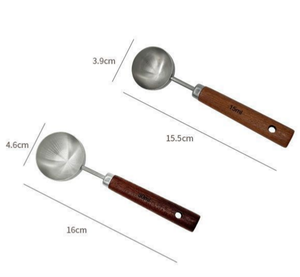 Cuillères doseuses en acier inoxydable 304 de qualité alimentaire avec manche en bois <span class=keywords><strong>d</strong></span>'acacia, 15/30g, pour café, compléments alimentaires, etc., cuillères doseuses pour poudre - Product Image 3