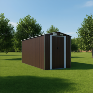 Casetta da Giardino in Acciaio Zincato Marrone Scuro 75.6 X 205.5 X 87.8 Pollici, Soluzione di Stoccaggio - Product Image 2