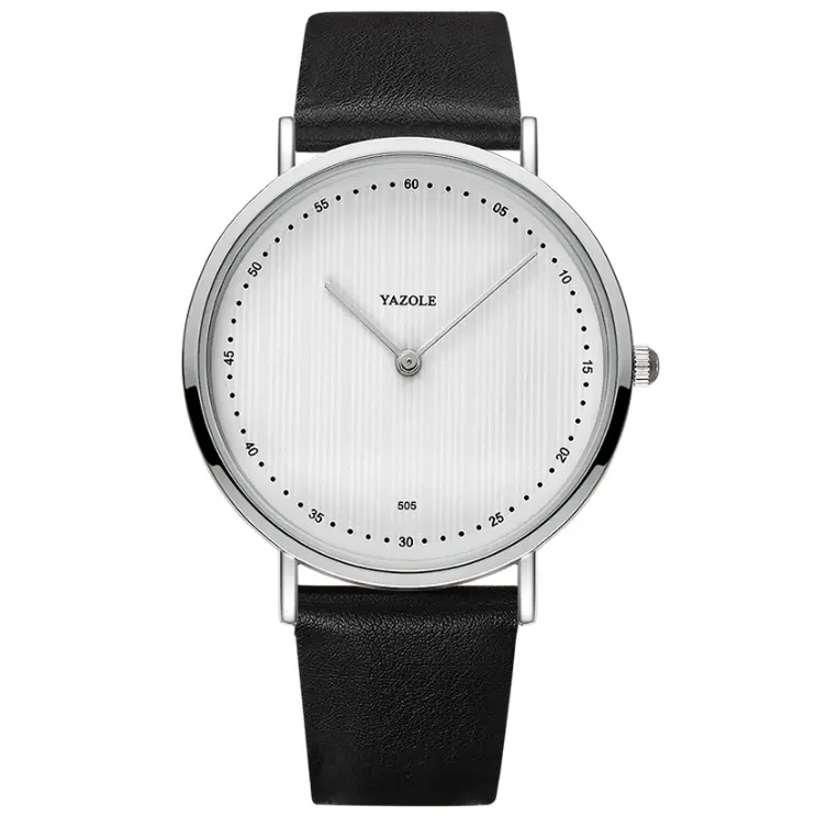 Yazole d relógios de pulso minimalista masculinos, relógios oem de quartzo, pulseira de couro de qualidade, à prova d'água, 505