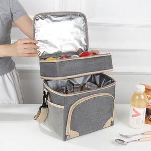 Double Layer Insulated Lunch Bag Large Capacity Portable Foldable For Outdoor Camping Picnics Office Use - Product Image 3