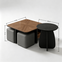 Table basse en bois moderne minimaliste italienne, meubles de salon, combinaison haute-basse avec tiroir, écologique, durable, portable
