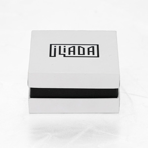 Boîte d'emballage en carton rigide noir de luxe personnalisée en gros avec logo sur le couvercle et la base pour bijoux - Product Image 4