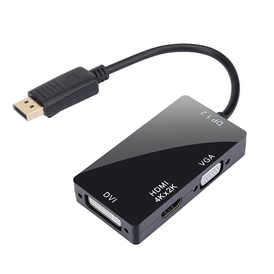 Convertisseur multifonction 3 en 1 displayport DP vers DVI VGA HDMI Adaptateur de port d'affichage 1080P Pour PC Portable Comput