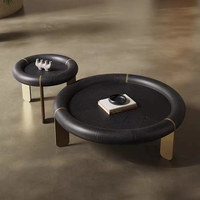 Ensemble de tables basses de design italien, plateau en bois, cuivre, rond, luxe, moderne, meubles pour la maison, hôtel, villa, table basse pour salon