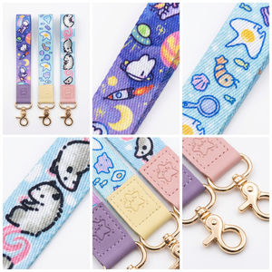 JIUSI Factory Sale High Quality Durable Colorful Custom Logo Polyester Genuine Leather Lanyard Buckle for Events Silk Screen