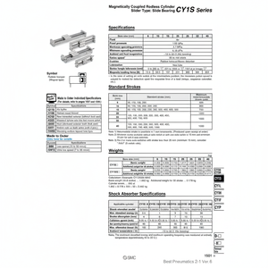 SMC นิวเมติกส์กระบอกไม่มีก้าน CY1S20-400Z ชิ้นส่วนนิวเมติก - Product Image 1