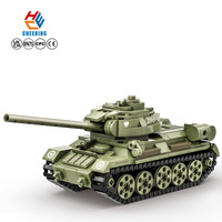 Wange 4514 T-34-85 Tank Medium Senjata Berat Blok Perakitan Model Mainan Edukasi Anak Set Blok Bangunan Koleksi Mainan