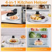 Couvercle anti-éclaboussures en verre pour micro-ondes avec tapis de protection pour micro-ondes, couvercle de protection robuste pour assiette avec trous d'aération et poignée en silicone