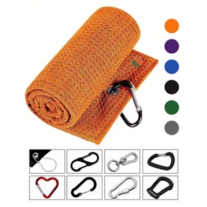 Toalla de Golf de Microfibra Tipo Waffle, Ecológica, Cómoda, con Logotipo Personalizado, Antimicrobiana, de Secado Rápido, con Clip, Venta al Por Mayor - Product Image 1