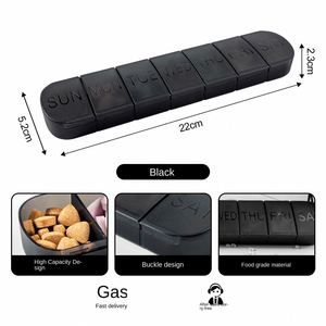 Boîte de rangement portable en plastique à 7 compartiments, grande capacité, design allongé et hermétique, pour petits étuis à pilules Jh Medibox - Product Image 3