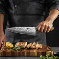 XINZUO couteaux à trancher japonais AUS10 martelés 67 couches véritable acier damas bois de noyer couteau de chef de cuisine tranchant