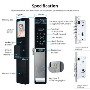 Tediton Tuya 3d Reconnaissance faciale Serrure de porte intelligente Mot de passe numérique Serrures électriques intelligentes à empreinte digitale - Product Image 2