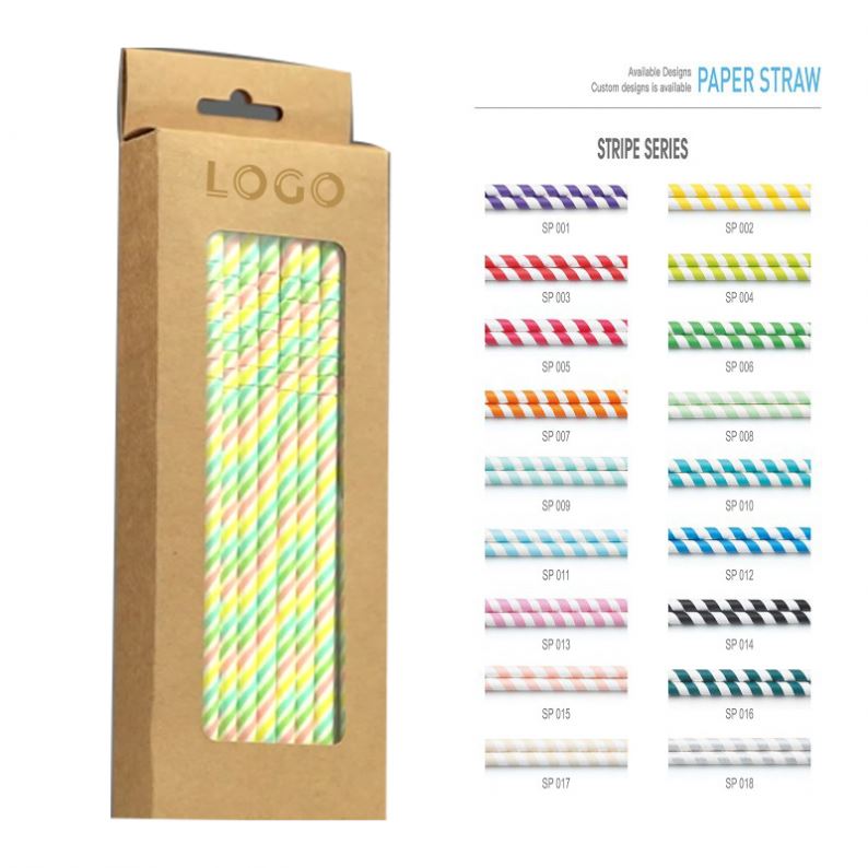 Hot Selling Straw Customized Party Milk Tea Drink Paper Straws Colorful Individually Packaged Disposable Degradable Paper Straws