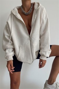 Sudaderas con capucha de gran tamaño con cremallera, <span class=keywords><strong>ropa</strong></span> deportiva básica Y2k para mujer, moda callejera coreana, sudaderas informales para mujer, chaquetas de manga larga, 1 Sol - Product Image 3