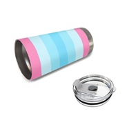 Gobelet isotherme personnalisé en acier inoxydable de 20 oz, thème arc-en-ciel transmasculin gay, pour les longs trajets en voiture, les barbecues en plein air dans le jardin