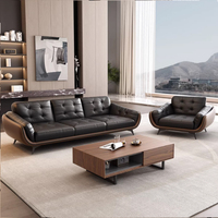 Canapé de bureau moderne en cuir véritable, style italien, pour réception, loisirs, direction, trois places, réunion d'affaires, VIP