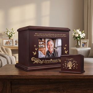 Customized Eco-Friendly Durable Square Wooden <b>Urn</b> Modern Design <b>Large</b> Capacity Tabletop Vase for Decorative Sympathy Display - Product Image 3