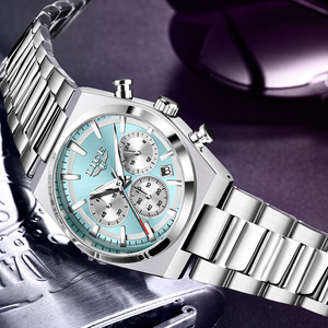 <span class=keywords><strong>Reloj</strong></span> LIGE LG89200 <span class=keywords><strong>Precio</strong></span> al por Mayor, Esfera Azul, Acero Inoxidable, Cronógrafo, Luminoso, <span class=keywords><strong>de</strong></span> Lujo, Resistente al Agua, con Fecha, para Hombre + Caja - Product Image 4