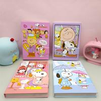 Cuaderno de Tapa Dura con Cierre Magnético Snoopys 32K, Bonito Cuaderno de Dibujos Animados, Diario Grueso, Libreta de Notas, Papelería para Estudiantes
