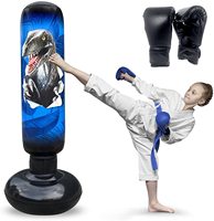 Ensemble de sacs de frappe gonflables pour enfants, imprimé dinosaure, sac de boxe autoportant avec gants de boxe pour l'entraînement et le jeu