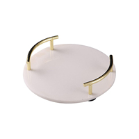 Plateau de table rond en marbre avec poignées dorées pour les mariages buffet bonbons nourriture après-midi thé gâteau serveur
