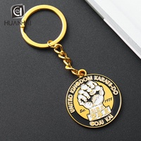 Logo personnalisé en métal doré émail doux impression de code QR karaté porte-clés sports