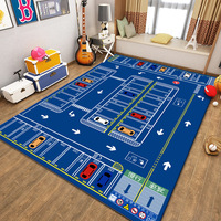 Tapis de jeu 3D imprimé avec carte routière, tapis d'apprentissage sur le thème du trafic urbain, tapis antidérapant en polyester, antimicrobien, tapis pour enfants