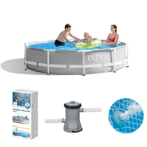 Большой круглый бассейн INTEX 26702 с металлической рамой для взрослых