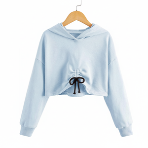 2025 Nueva ropa informal con capucha mejor venta Crop Top sudaderas con capucha ropa de fábrica liso sudaderas con capucha de mujer de alta calidad - Product Image 1