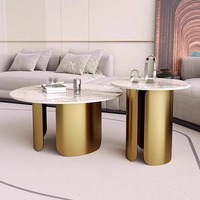 WDY Nuevos muebles de sala de estar modernos Juego de mesa de té simple Juego de mesa de centro de mármol redondo