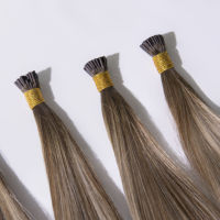 Service OEM ODM Extensions de cheveux humains pré-collées blondes avec mèches, 18-28 pouces, à pointe en I, à kératine, invisibles, à pointe K