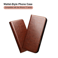 Étui portefeuille de luxe en cuir véritable pour iPhone 18 17 Pro Max Series avec fentes pour cartes, rangement pour billets et support intégré