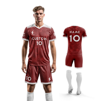 Maillot de football personnalisé sublimé blanc bleu rouge – Fabricant de maillots de football d'été à séchage rapide et respirant – Options de design uniques pour hommes