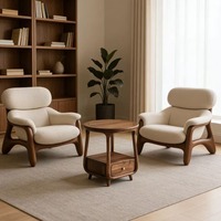 Fauteuil inclinable de loisirs moderne en bois massif de style mid-century avec coussin confortable pour salon