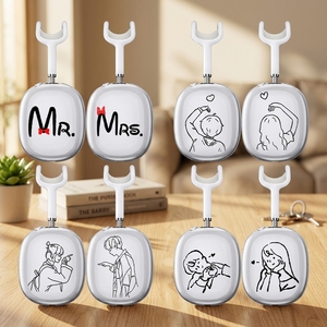 Étui souple transparent pour amoureux de Couple de luxe pour casque AirPods Max étui à la mode de Style lanière mignon - Product Image 1