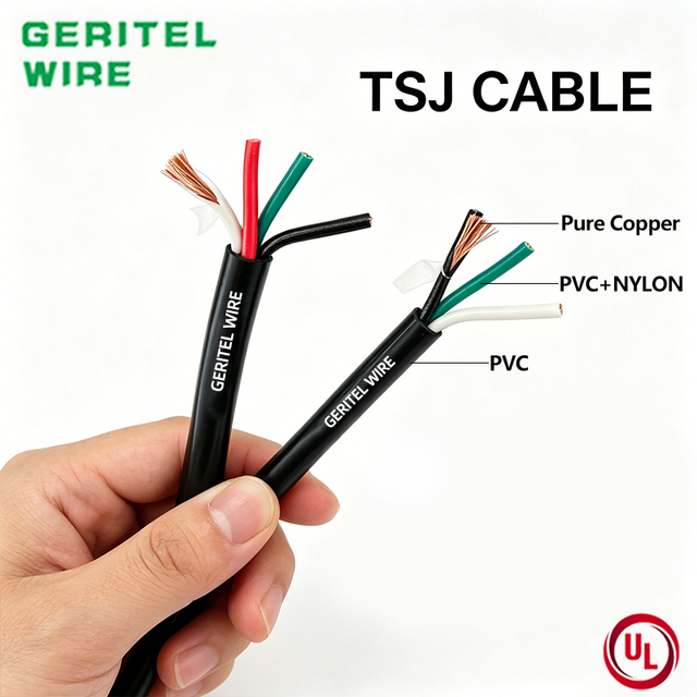 600V Stranded Copper PVC Insulated TSJ Multiconductor Cable for for 2/3/4 Core for Commercial Industrial Power Distribution