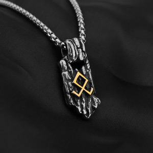 Collar con Colgante de Acero Inoxidable para Hombre, Estilo Nórdico Vintage, Diseño Geométrico con Runas Vikingas, Asimétrico, Joyería de Regalo - Product Image 2