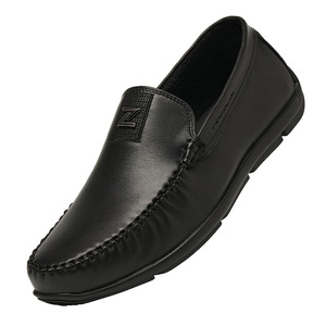 Mocassins blancs pour hommes, bout rond, en cuir véritable, à enfiler, semelle souple en caoutchouc, toutes saisons, chaussures décontractées de conduite - Product Image 4